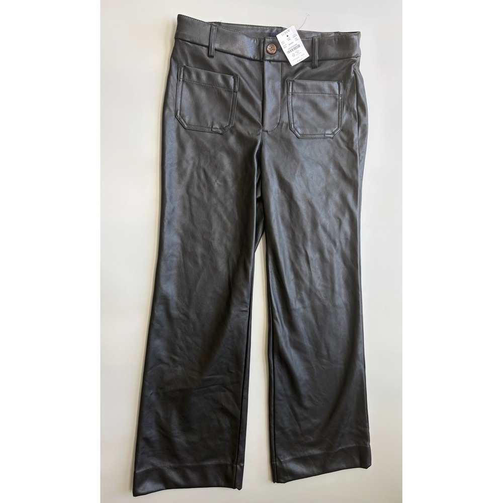 New With Tags J.Crew Black Faux Leather Patch Pocket Pants Size 25P CB413